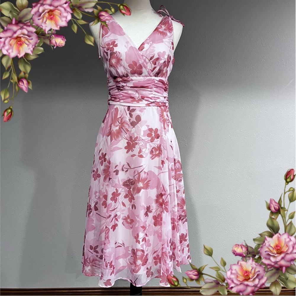 Floral v-neck fit and flare midi dress